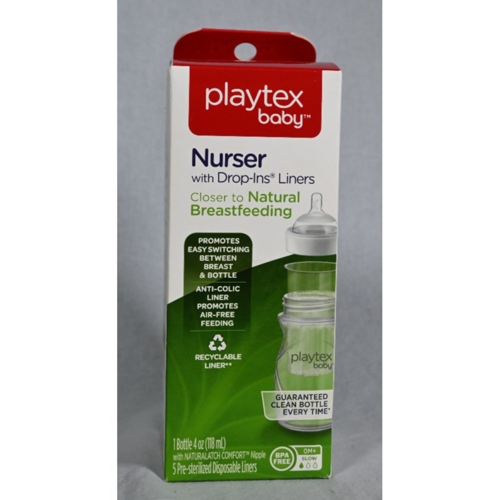 NEW Playtex Baby Nurser Drop-Ins 4 Oz Bottle w/ 5 Disposable Liners